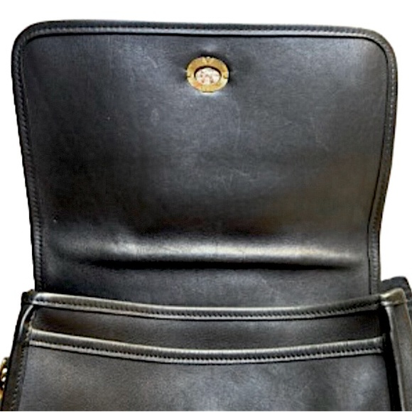 Vintage COACH COURT Black Glove Tanned Turn Lock Crossbody Shoulder Bag 9870 - Picture 15 of 17